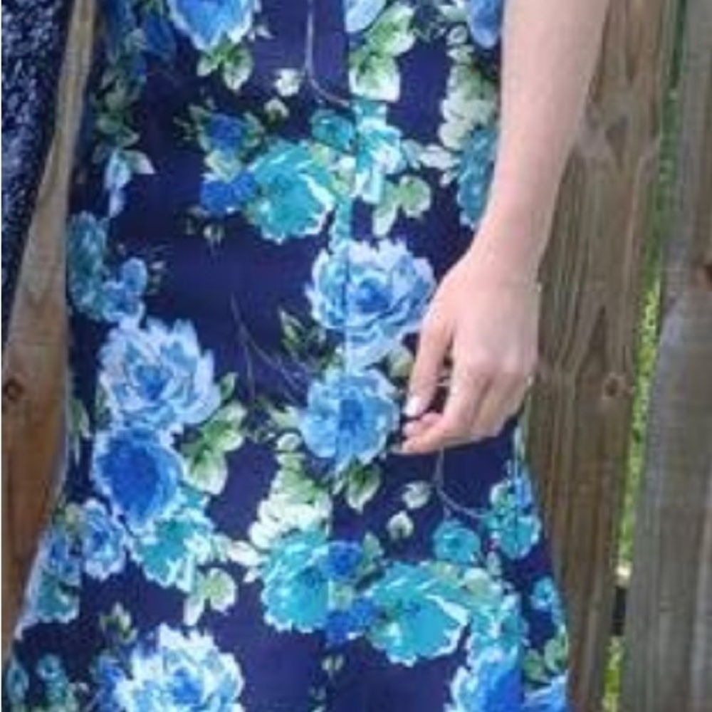Floral Blue and Green Dress